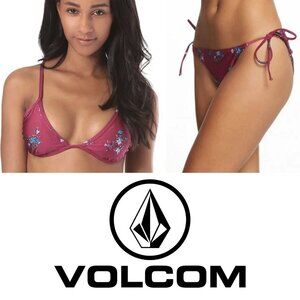 NWT Volcom "Stems for Days" Floral Triangle Top String 2 Pc. Bikini Sz. M